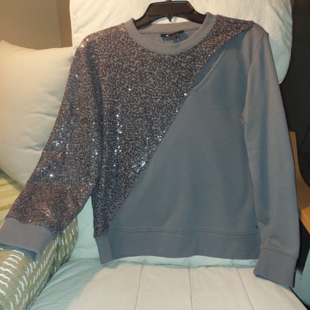 DKNY designer sequin embellished keyhole sweatshirt top - Picture 4 of 6